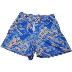 Mr Remade Shorts Mens Medium LV Luxury Designer Monogram Logo Print Blue